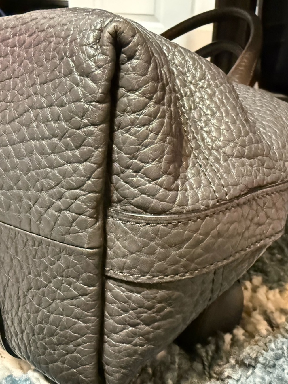 Coach Gray Leather Satchel with Pink Tassel Accents - Picture 8 of 8